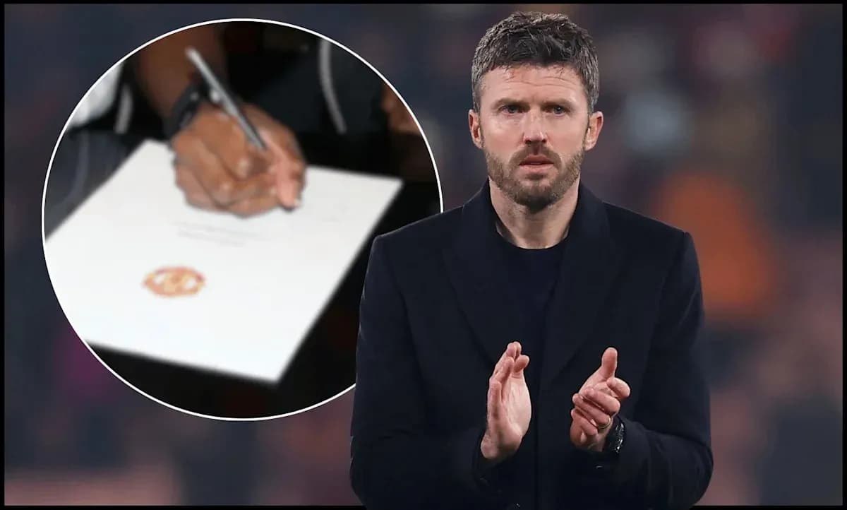 Manager applauding with contract signing in background