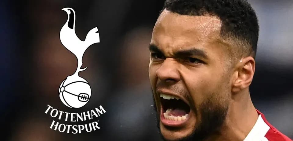 Player celebrating passionately with Tottenham Hotspur logo