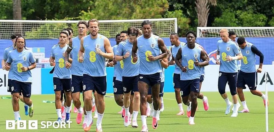 England team running during training session