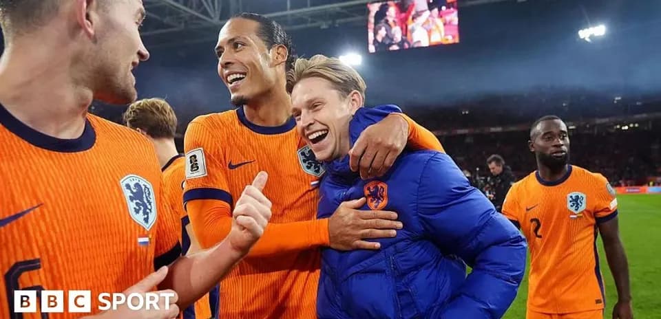 Dutch players celebrating after match victory