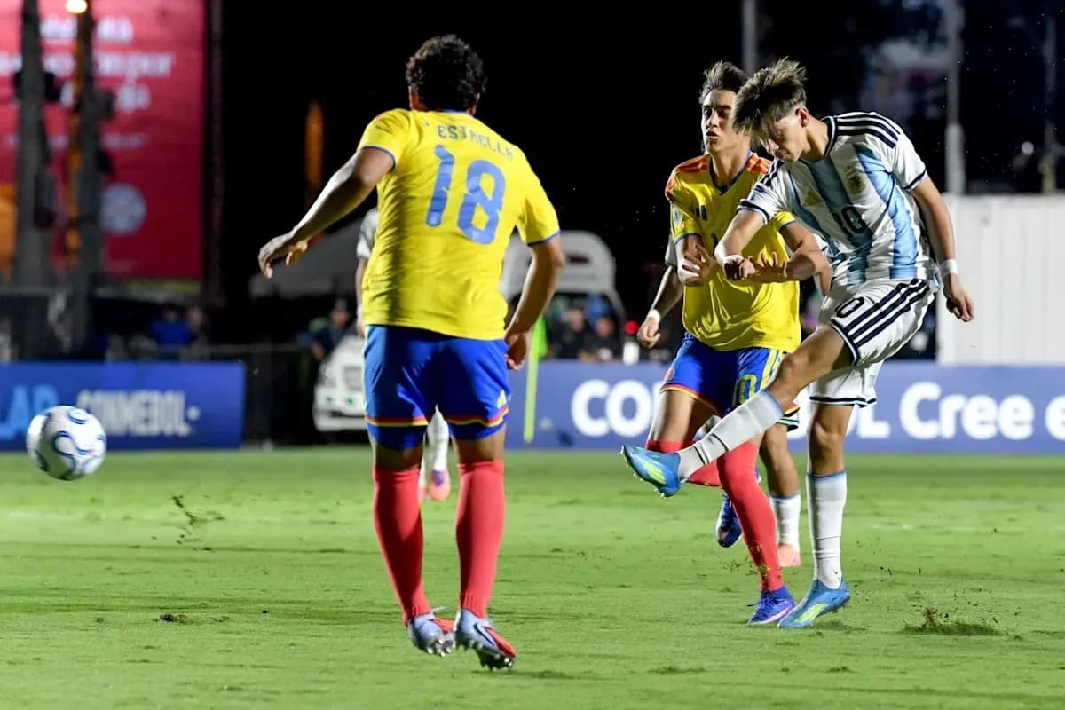 Argentinian player striking the ball during match