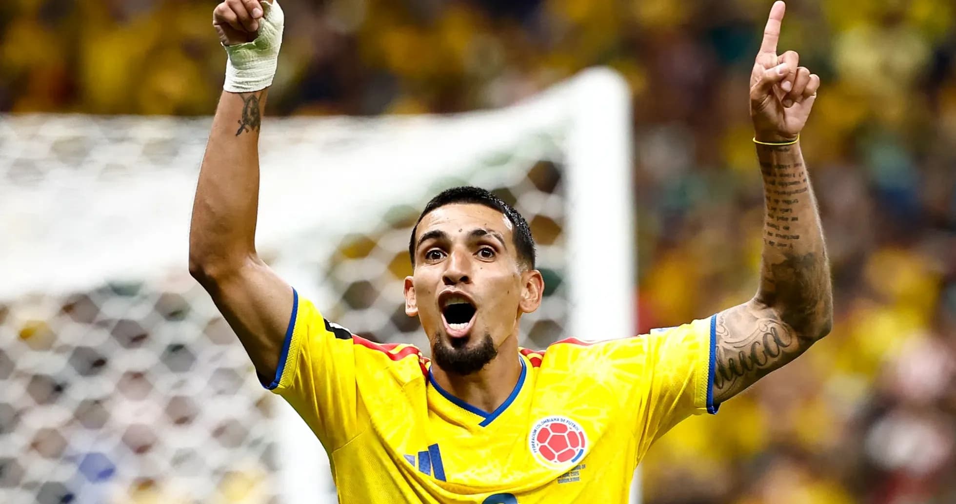 Colombian player celebrating a goal during match