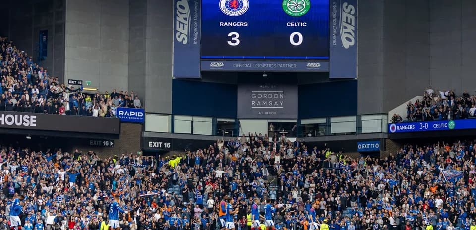 Rangers leading Celtic 3-0 in stadium match