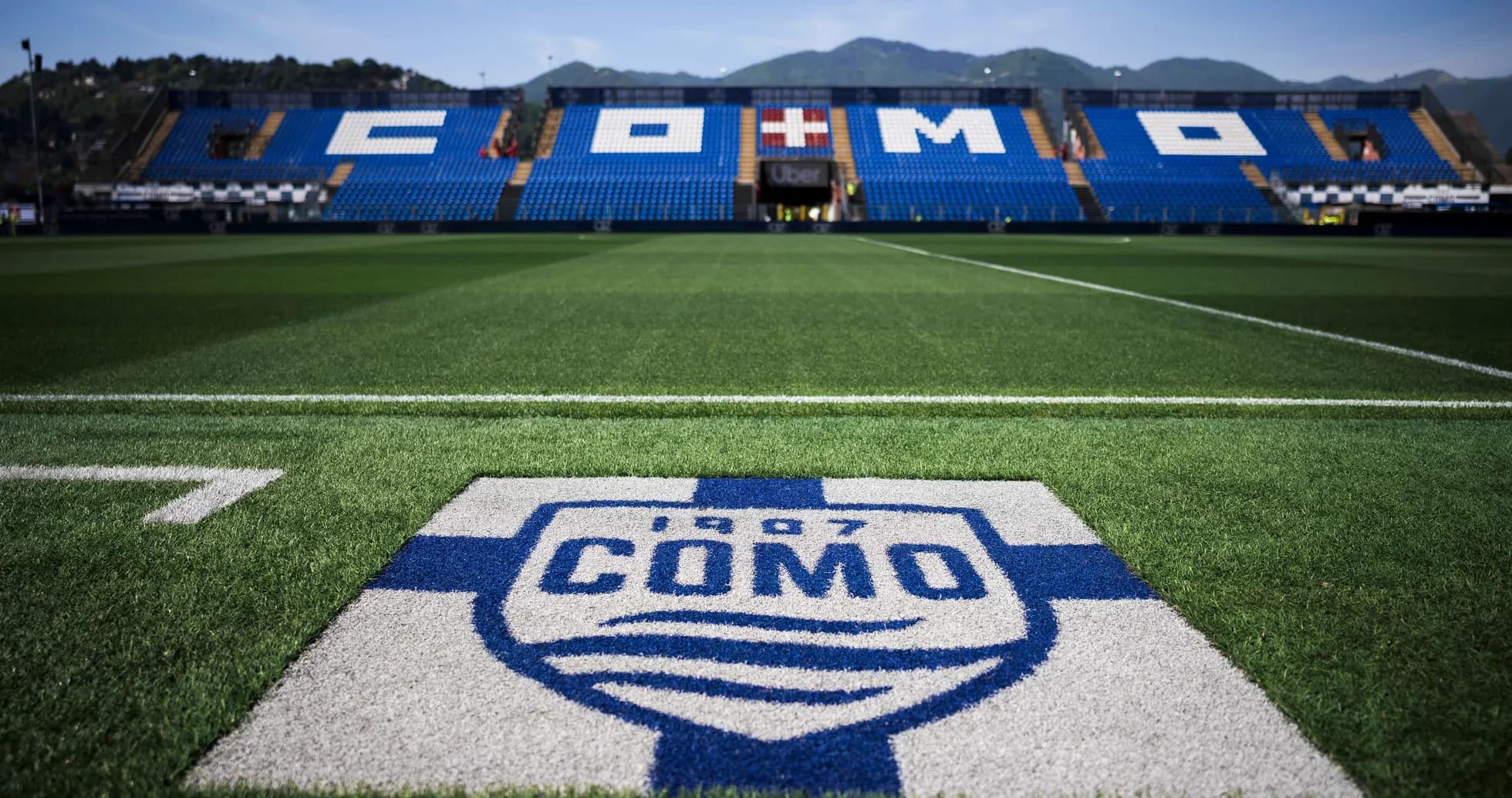 Como stadium with logo and empty seating area