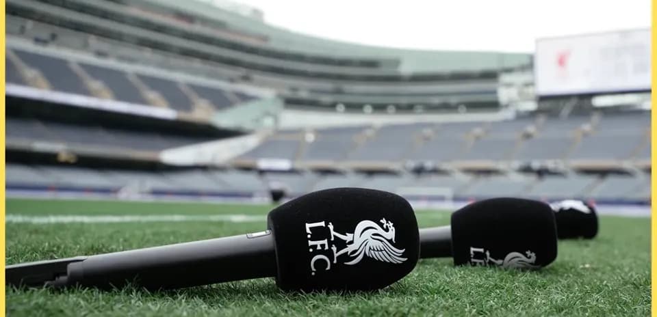 Microphones on pitch before Liverpool FC match