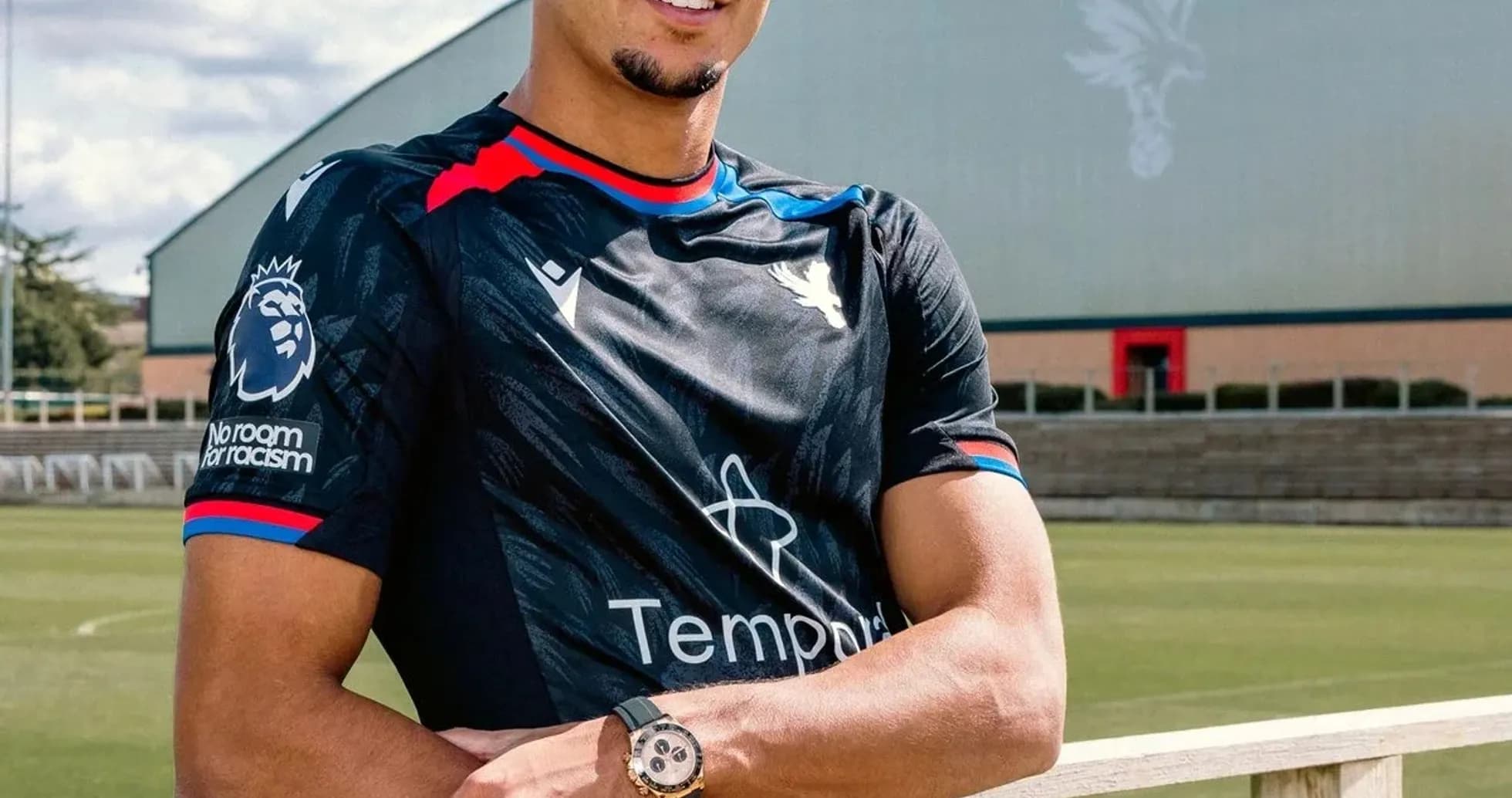 Player posing in Crystal Palace training kit