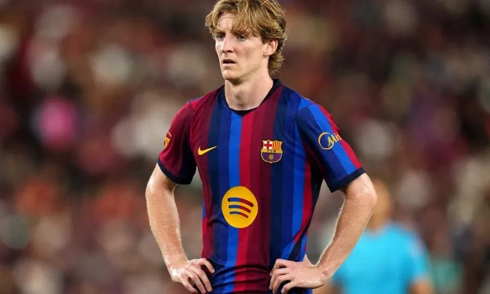 Barcelona player standing during match at stadium