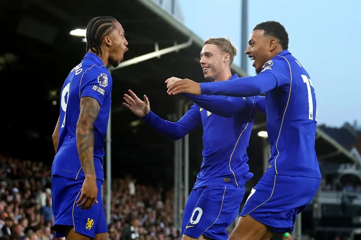 Chelsea players celebrating a goal together