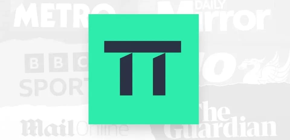 Logo of a sports news platform on background