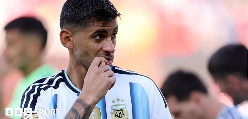 Player in Argentina jersey during warm-up session