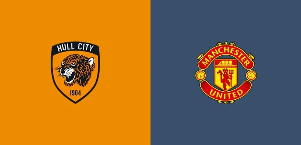 Logos of Hull City and Manchester United side by side