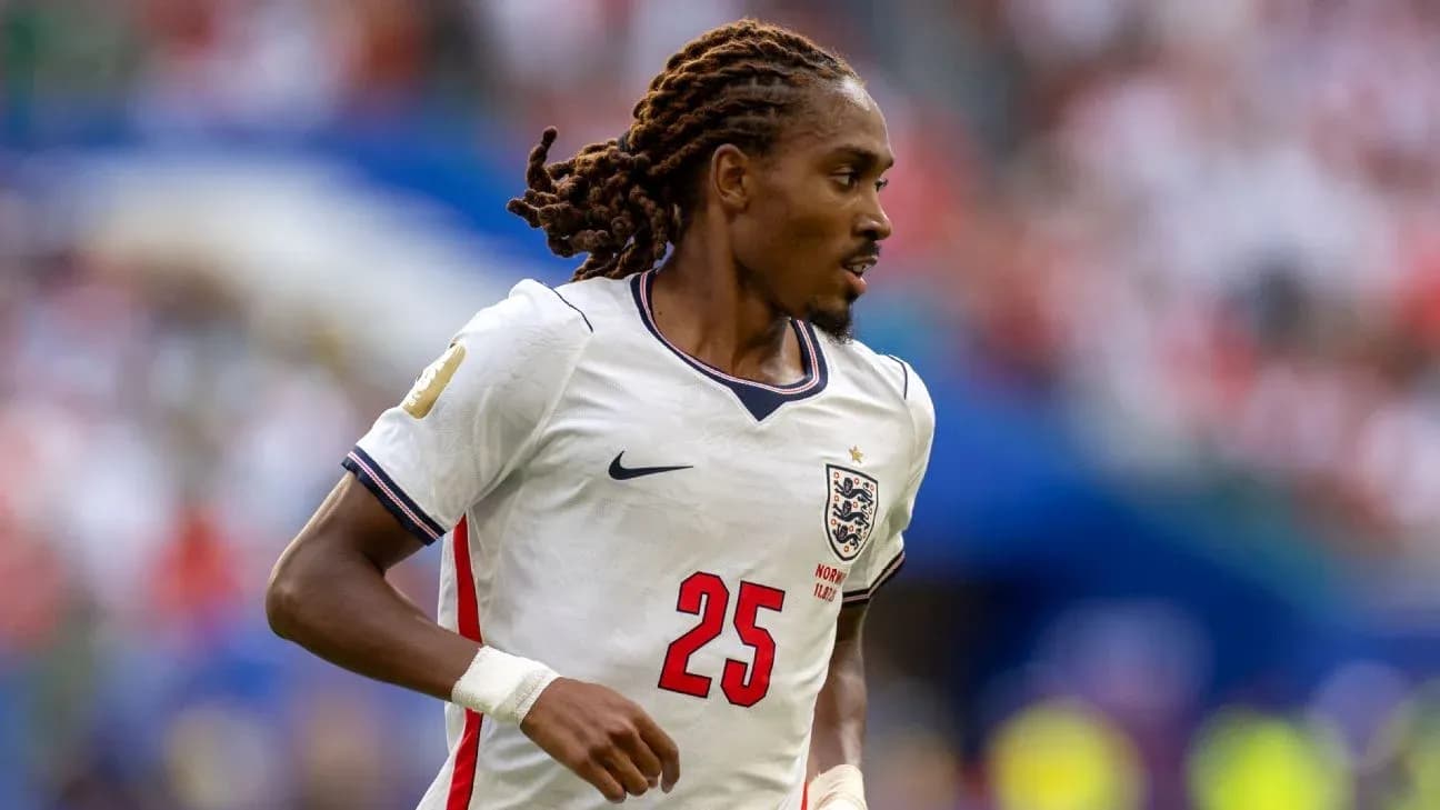 Player wearing England kit during a match