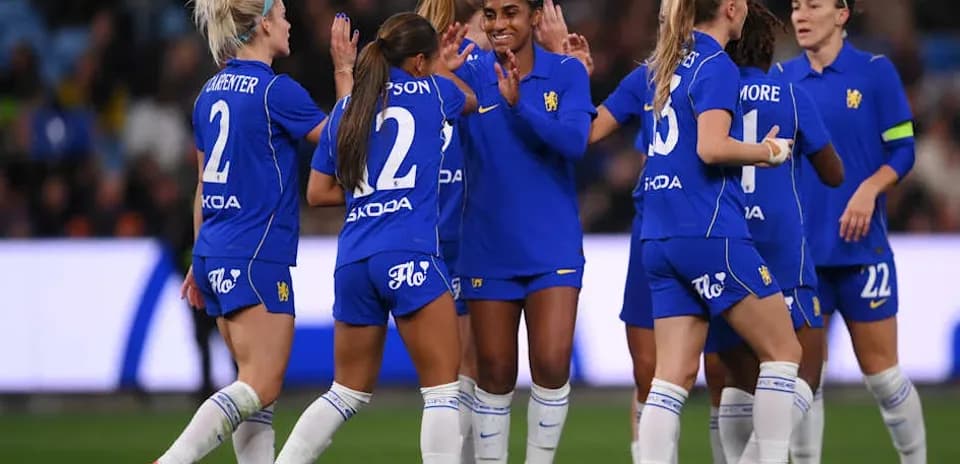 Players celebrating together on the field