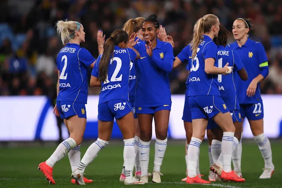 Players celebrating together on the field