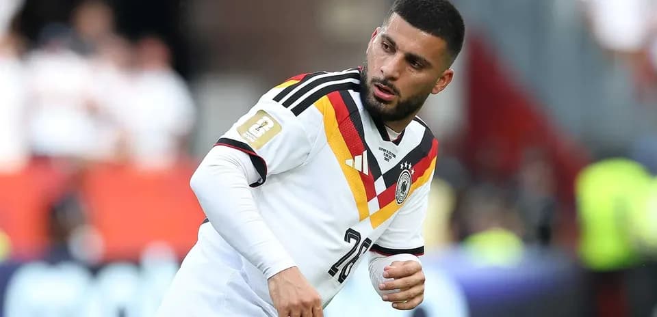 Player in Germany jersey during warm-up session