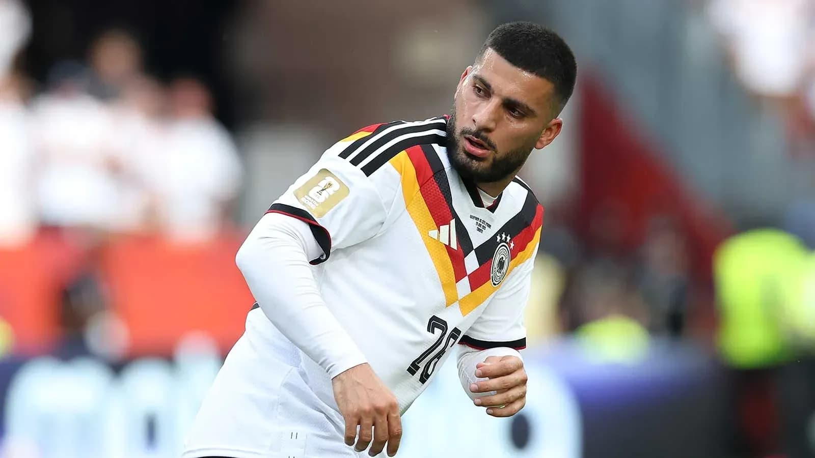 Player in Germany jersey during warm-up session