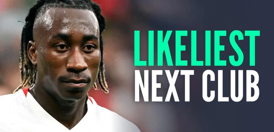 Player looking serious with text about next club