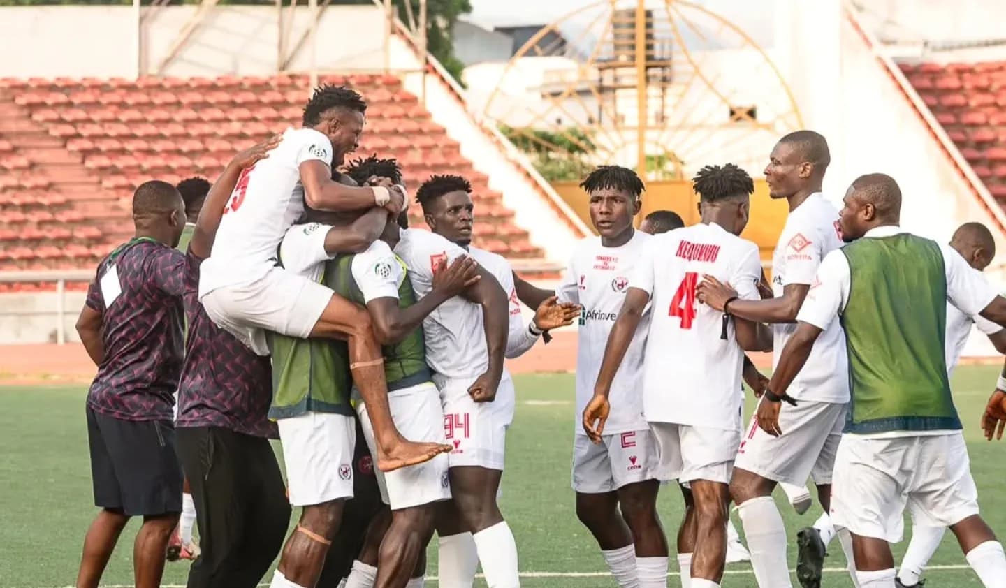 Rivers United players celebrating a goal