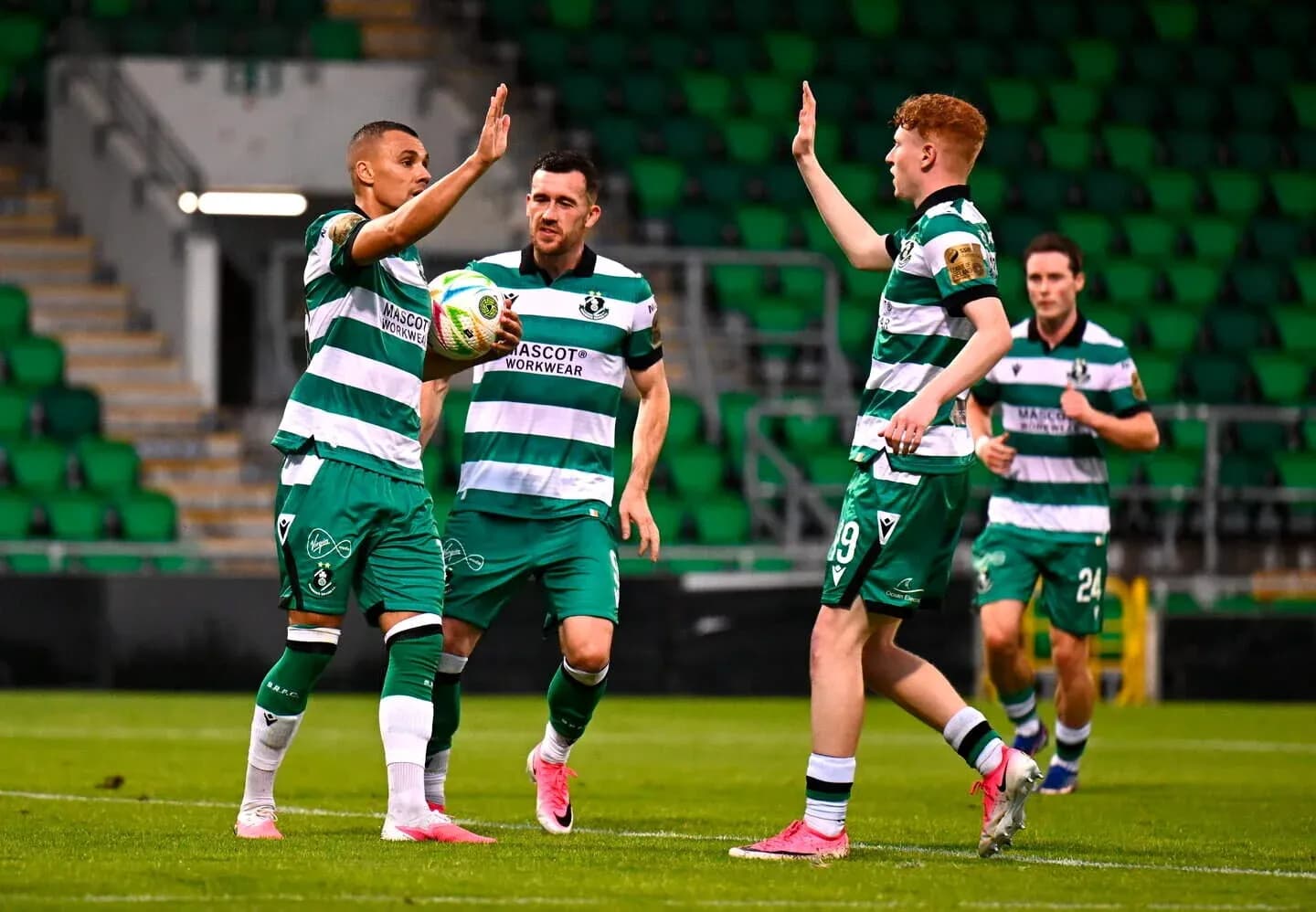 Shamrock Rovers players celebrating during match