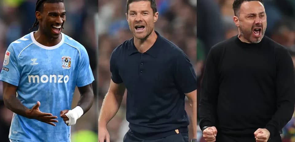 Coventry City player and two managers on sidelines