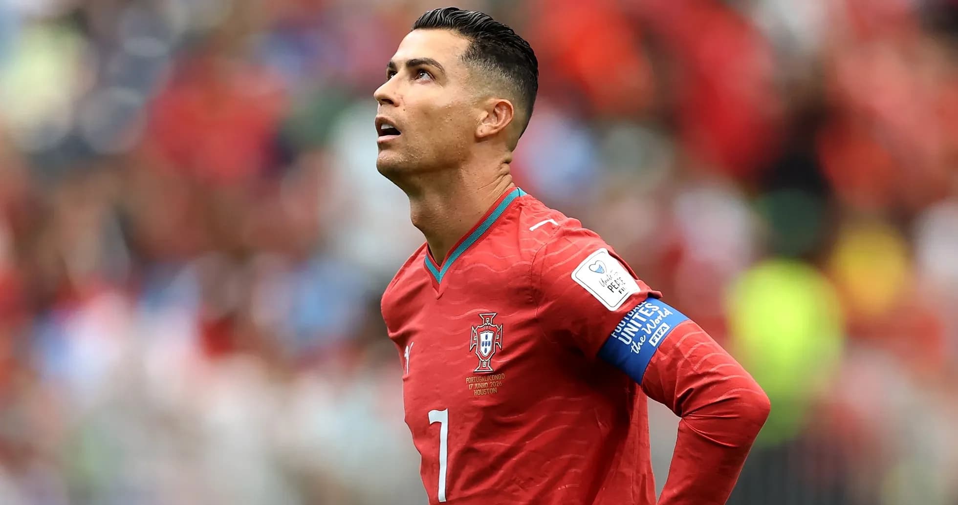 Cristiano Ronaldo looking up during a match