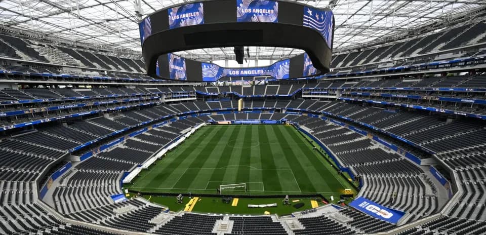 Interior view of Los Angeles stadium with empty seats
