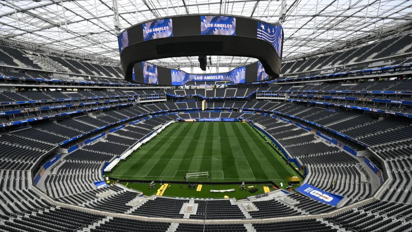 Interior view of Los Angeles stadium with empty seats