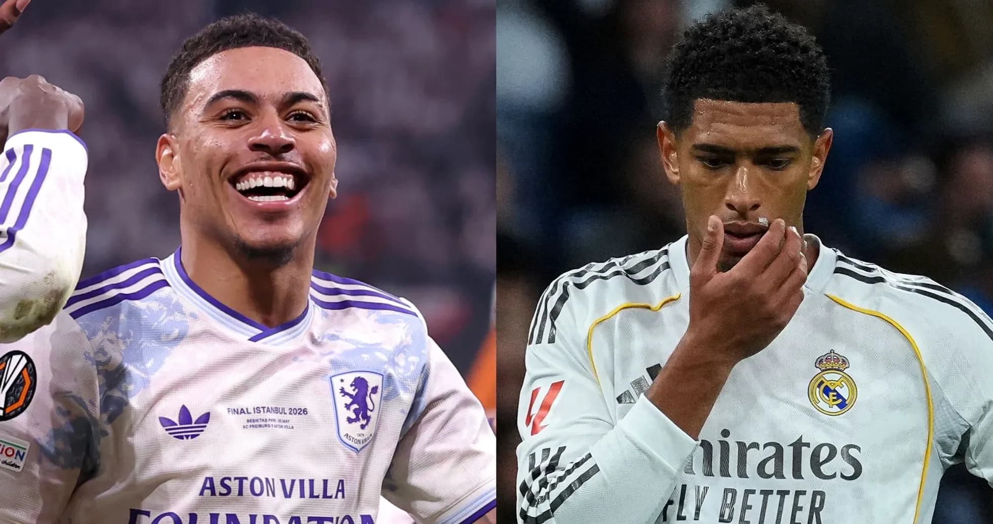 Two football players from Aston Villa and Real Madrid