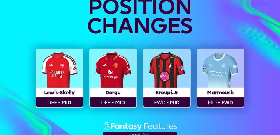 Players with position changes for Fantasy Features 2026/27