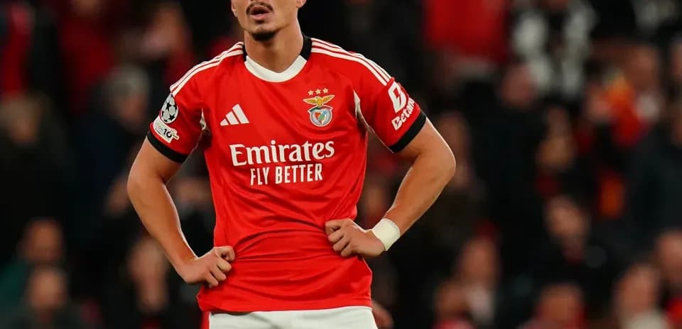 Benfica player looking concerned during a match