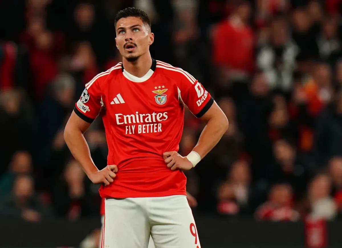 Benfica player looking concerned during a match