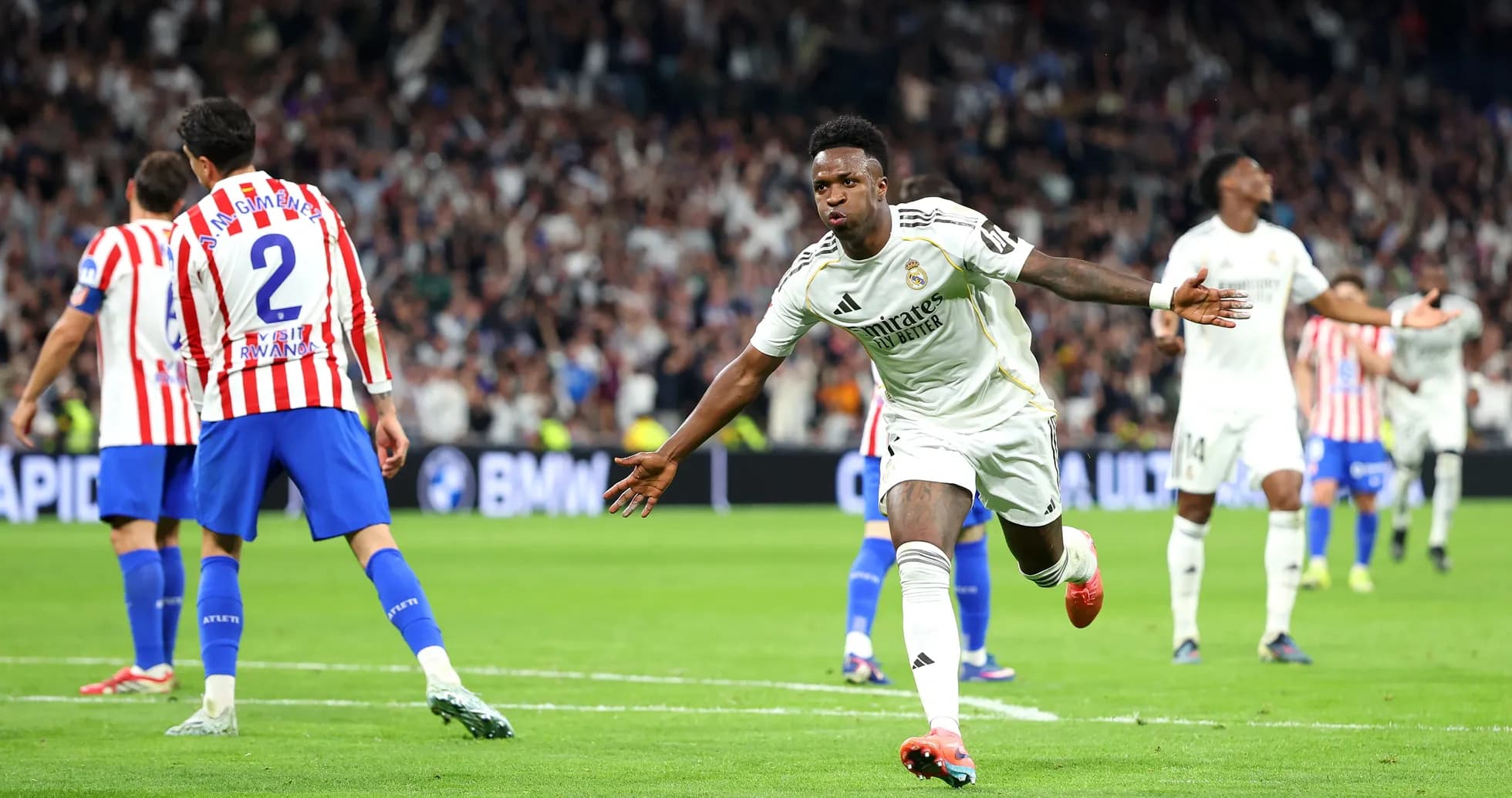 Vinicius Jr celebrating goal against Atletico Madrid