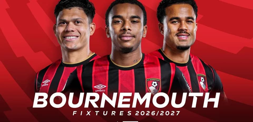 AFC Bournemouth players posing in home kit