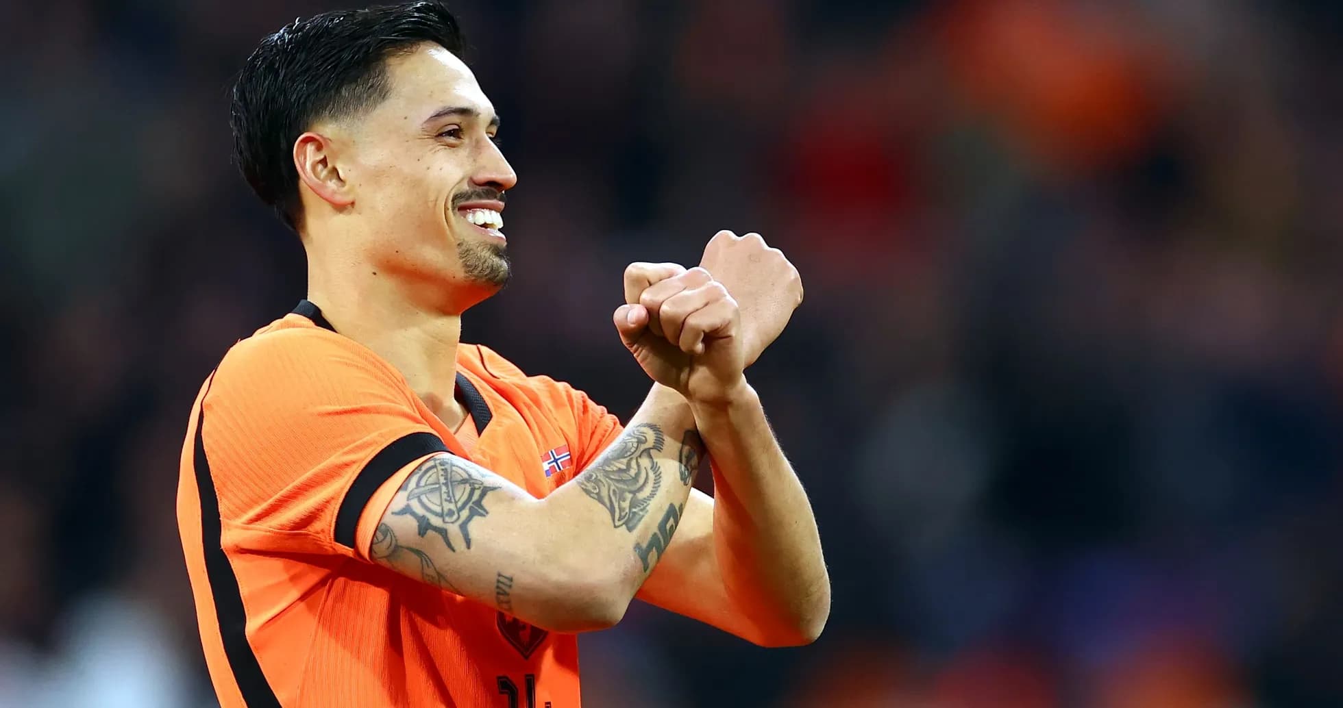 Player celebrating during a football match