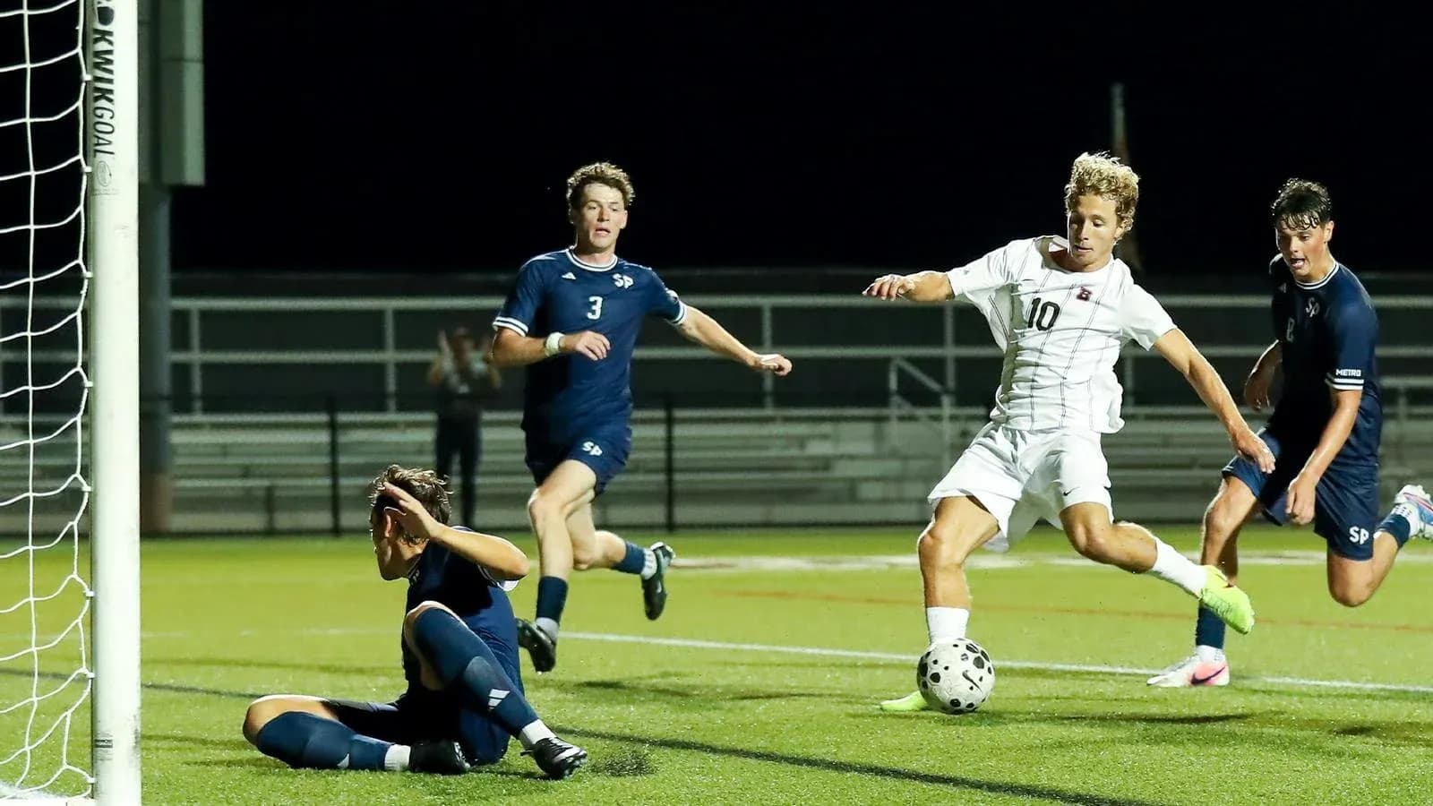 Player attempting to score while goalkeeper is down