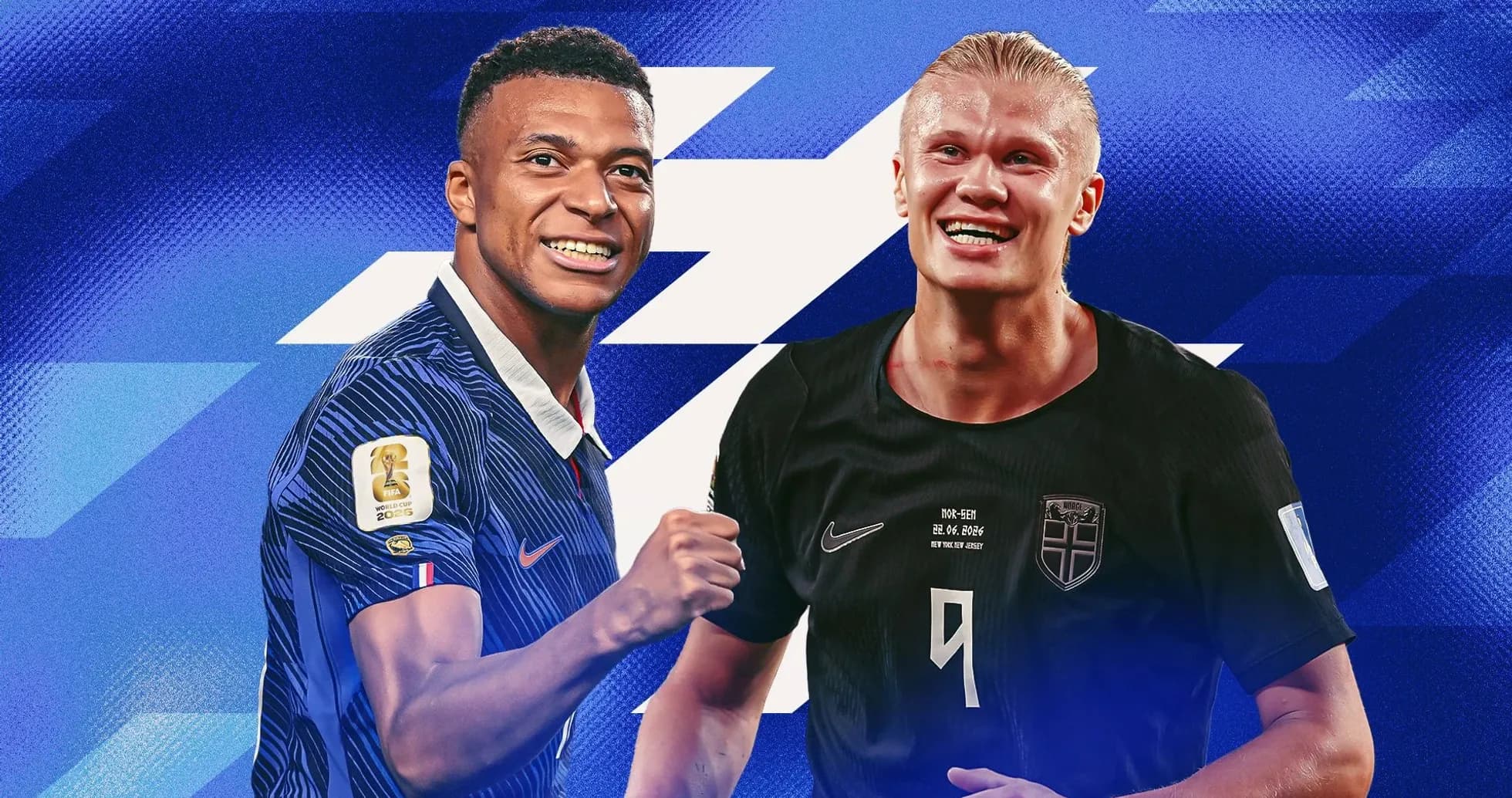 Kylian Mbappé and Erling Haaland celebrating together