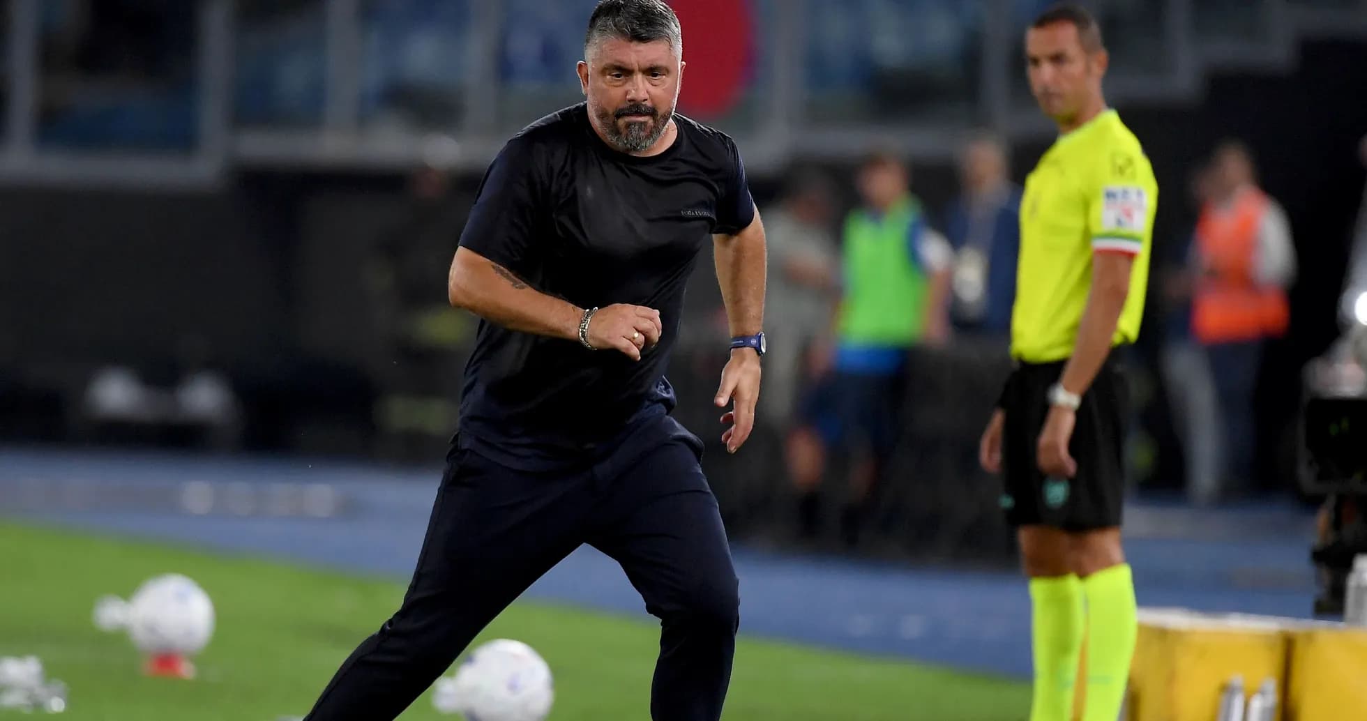 Coach running on the sideline during match