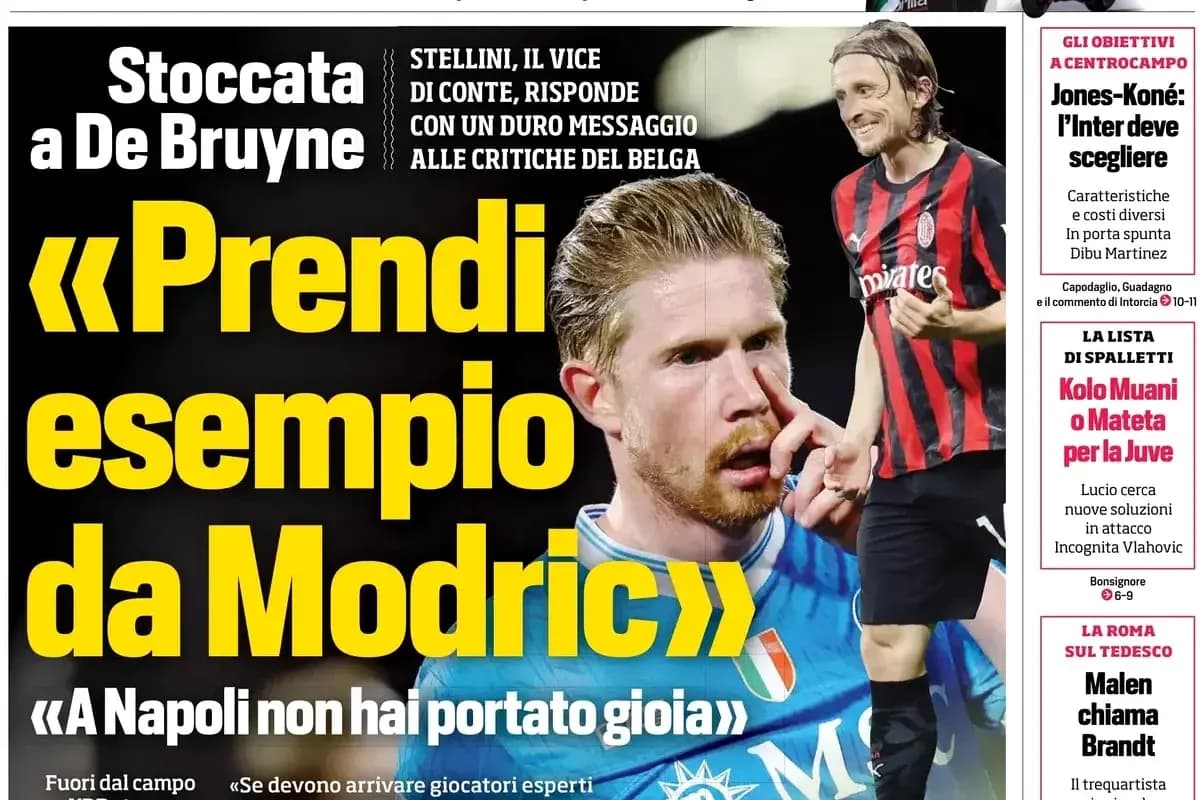 Football headlines featuring De Bruyne and Modric