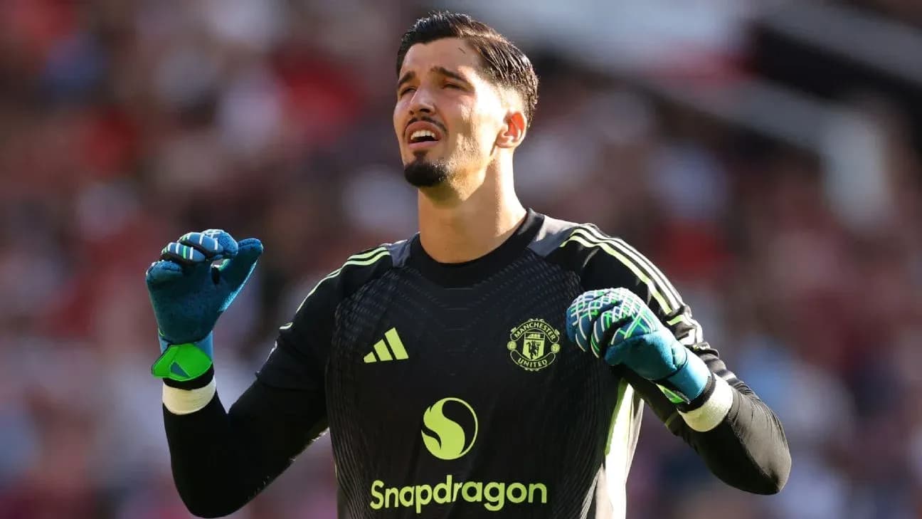 Goalkeeper in Manchester United kit during match