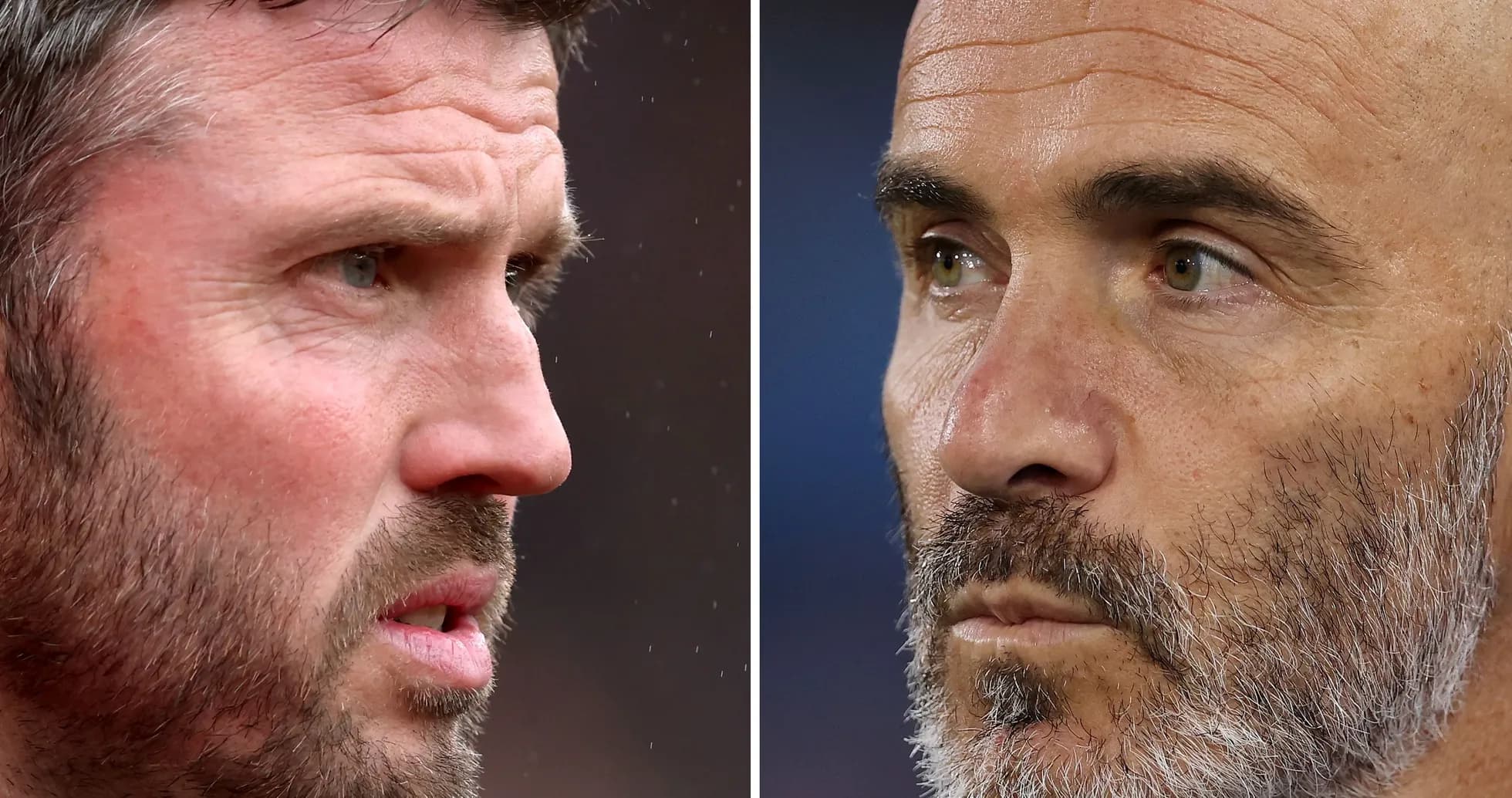 Two coaches in profile during a match