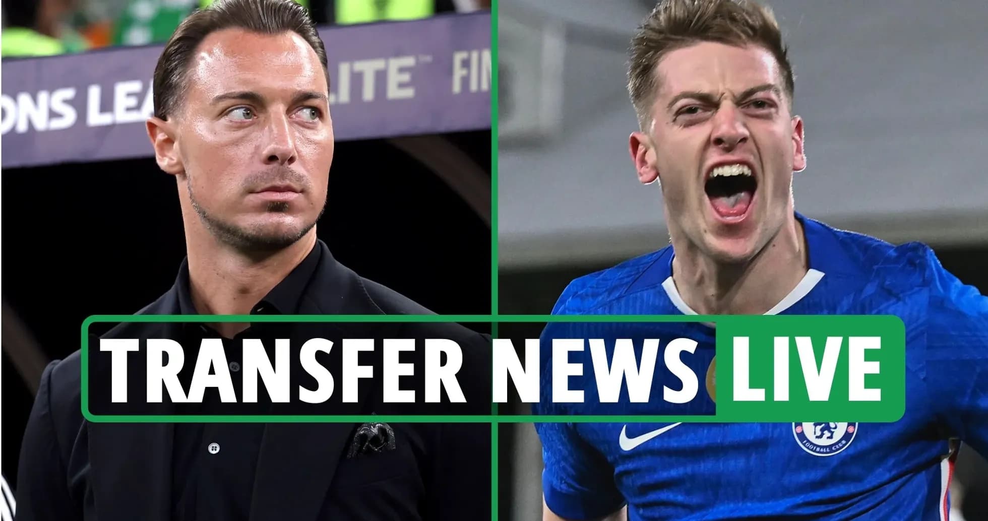 Football manager and player during transfer news segment
