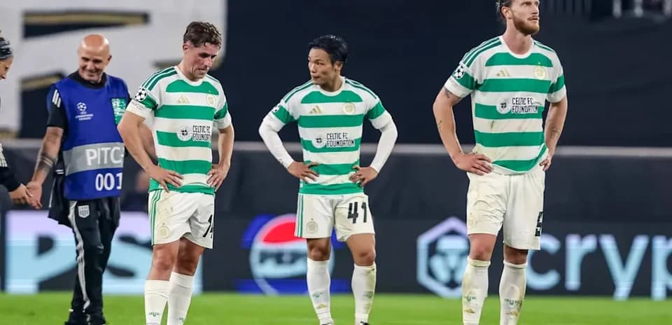 Celtic players showing disappointment after match