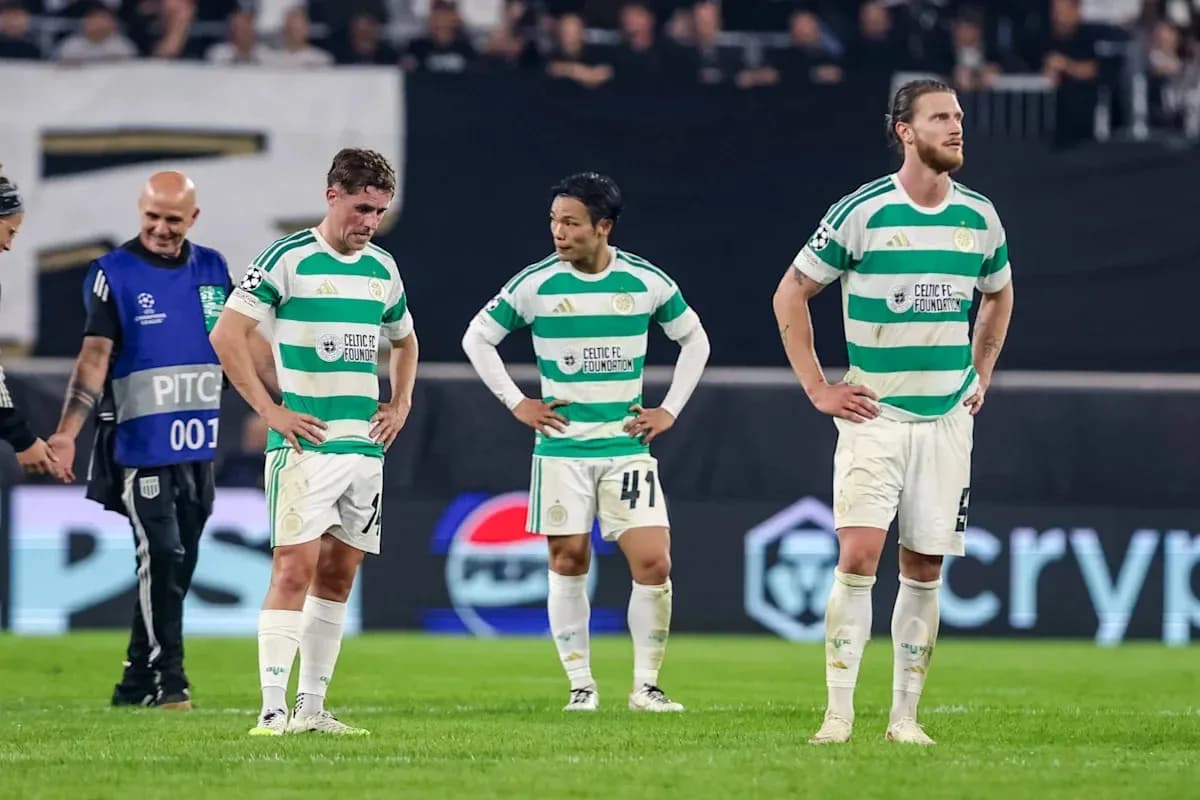 Celtic players showing disappointment after match