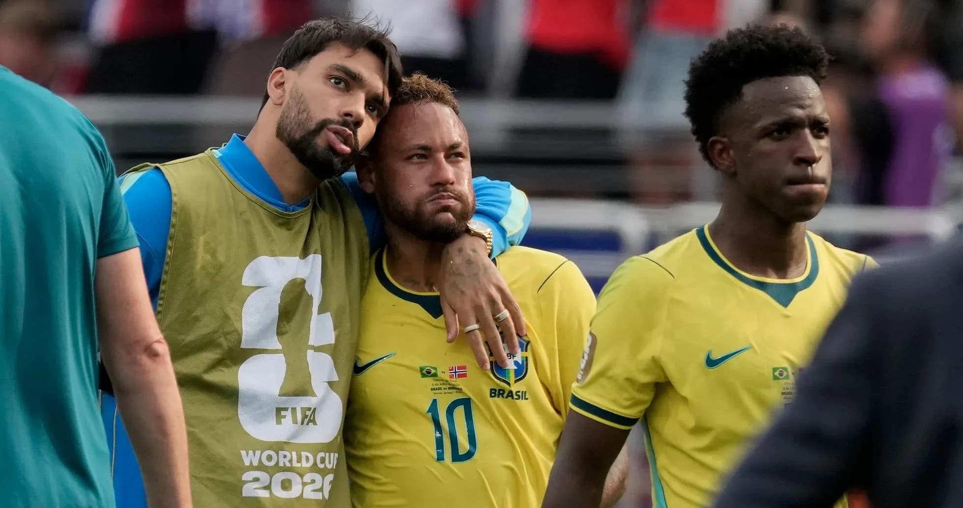 Brazil players reacting after a match