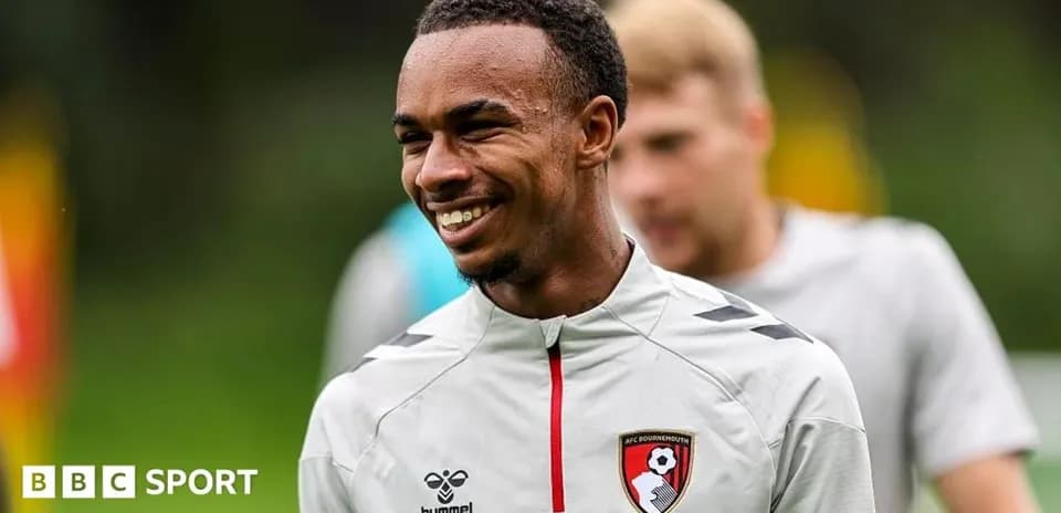Player smiling during training session at AFC Bournemouth