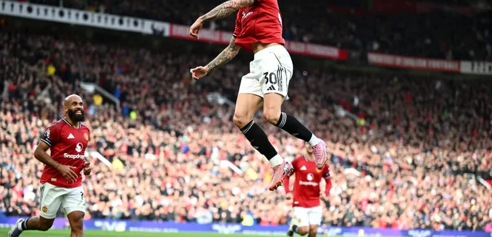 Manchester United player celebrating a goal