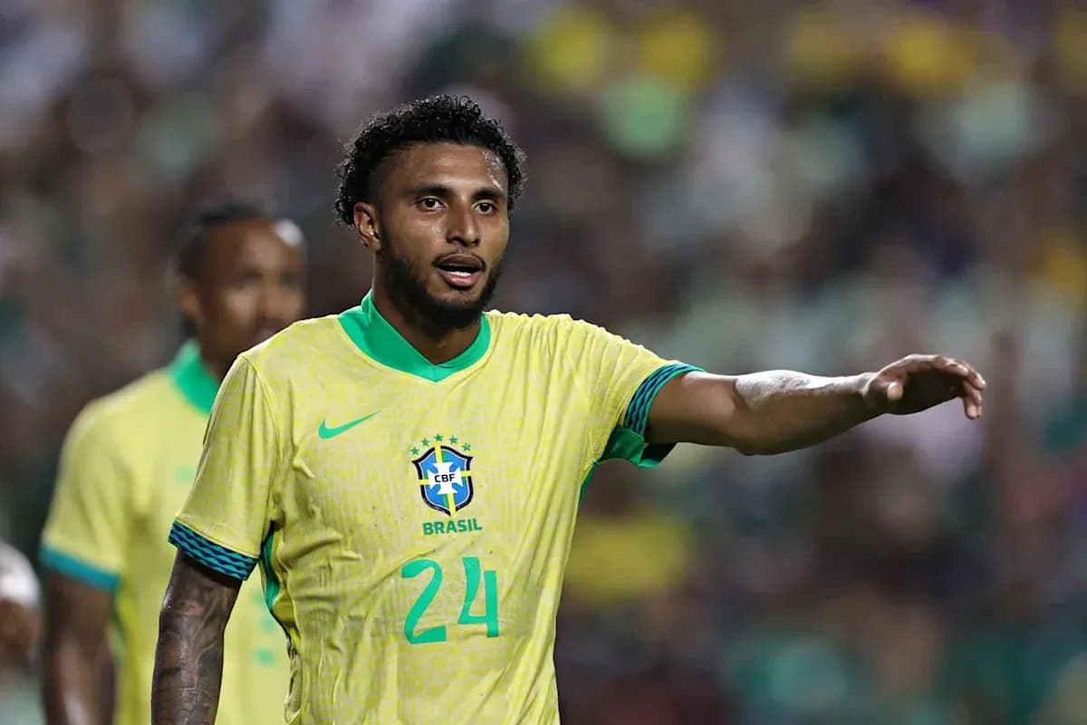 Brazilian player gesturing during a football match