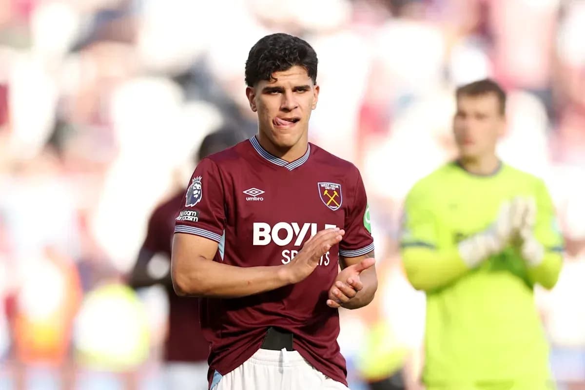West Ham player applauding fans after the match