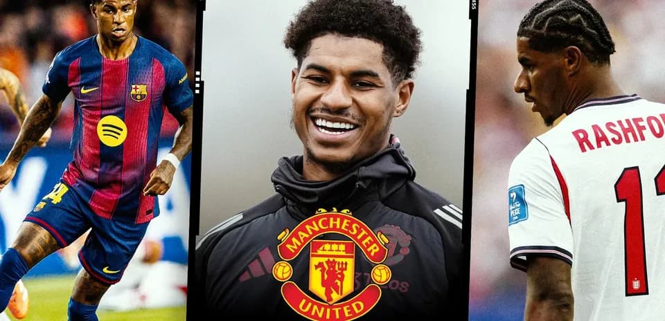 Marcus Rashford in Manchester United kit and action