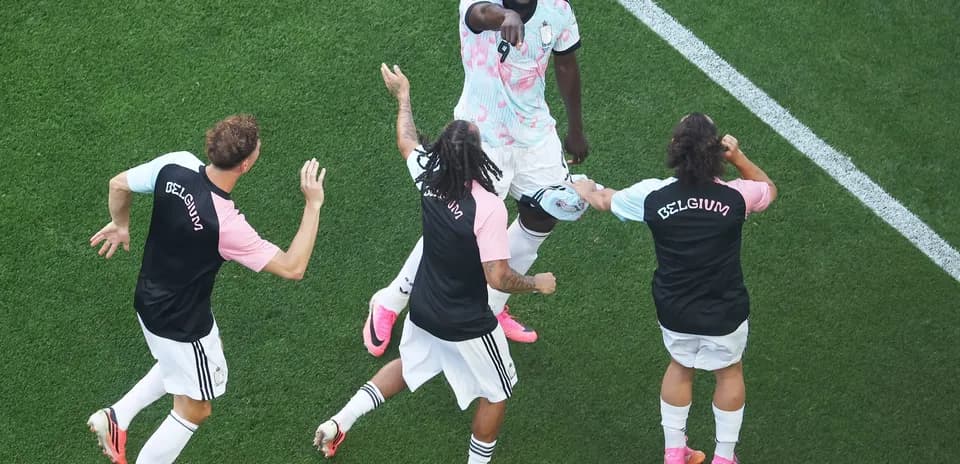 Belgium players celebrating a goal during match